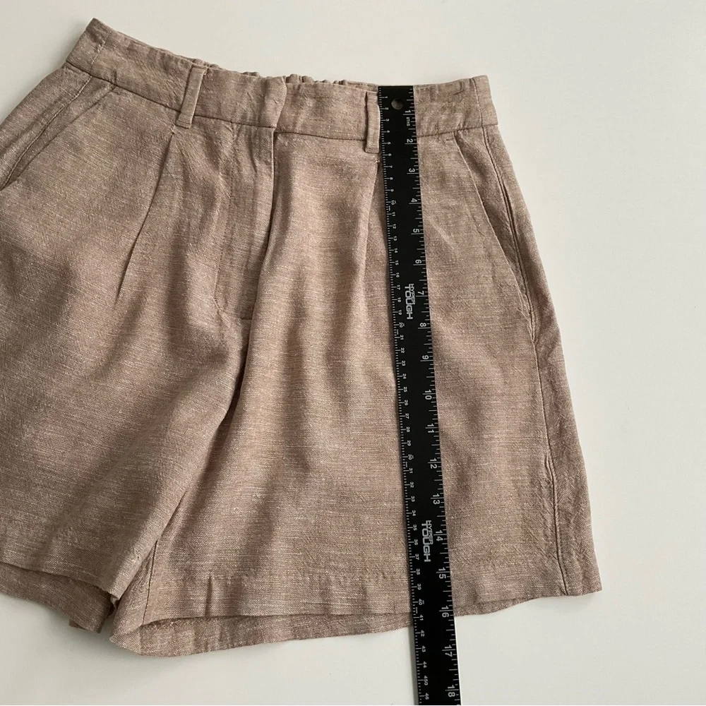 Old Navy Women's Trouser Shorts Sz S Beige Linen Blend Pockets Elastic Back Chic - Picture 5 of 9